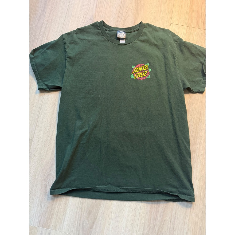 Santa Cruz Skateboards Mens Large Green Rose Sun Graphic T-Shirt Short Sleeve